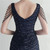 In Stock:Ship in 48 Hours Navy Blue V-neck Sequins Mini Party Dress