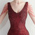 In Stock:Ship in 48 Hours Burgundy V-neck Sequins Mini Party Dress
