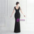 In Stock:Ship in 48 Hours Black Deep V-neck Pleats Party Dress