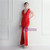 In Stock:Ship in 48 Hours Red Deep V-neck Pleats Party Dress