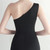 In Stock:Ship in 48 Hours Black One Shoulder Mesh Perspective Party Dress