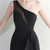 In Stock:Ship in 48 Hours Black One Shoulder Mesh Perspective Party Dress