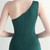 In Stock:Ship in 48 Hours Dark Green One Shoulder Mesh Perspective Party Dress