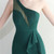 In Stock:Ship in 48 Hours Dark Green One Shoulder Mesh Perspective Party Dress