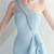 In Stock:Ship in 48 Hours Light Blue One Shoulder Mesh Perspective Party Dress