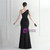 In Stock:Ship in 48 Hours Black One Shoulder Mesh Perspective Beading Party Dress