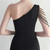 In Stock:Ship in 48 Hours Black One Shoulder Mesh Perspective Beading Party Dress