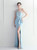 In Stock:Ship in 48 Hours Light Blue One Shoulder Mesh Perspective Beading Party Dress