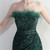 In Stock:Ship in 48 Hours Dark Green Split Sequins Feather Party Dress