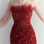 In Stock:Ship in 48 Hours Dark Red Split Sequins Feather Party Dress