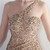 In Stock:Ship in 48 Hours Gold Sequins Pleats One Shoulder Party Dress