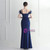 In Stock:Ship in 48 Hours Navy Blue Off the Shoulder Feather Party Dress