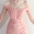 In Stock:Ship in 48 Hours Pink Off the Shoulder Feather Party Dress