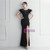 In Stock:Ship in 48 Hours Black Cap Sleeve Feather Party Dress
