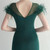 In Stock:Ship in 48 Hours Dark Green Cap Sleeve Feather Party Dress