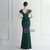 In Stock:Ship in 48 Hours Dark Green Cap Sleeve Feather Party Dress