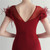 In Stock:Ship in 48 Hours Burgundy Cap Sleeve Feather Party Dress