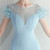 In Stock:Ship in 48 Hours Sky Blue Cap Sleeve Feather Party Dress