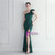 In Stock:Ship in 48 Hours Green One Shoulder Beading Split Party Dress