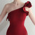 In Stock:Ship in 48 Hours Burgundy One Shoulder Beading Split Party Dress