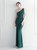 In Stock:Ship in 48 Hours Dark Green Cut Out One Shoulder Beading Party Dress