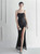 In Stock:Ship in 48 Hours Black Sequins Backless Beading Split Party Dress