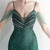 In Stock:Ship in 48 Hours Green White Spaghetti Straps Beading Party Dress