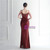 In Stock:Ship in 48 Hours Burgundy Spaghetti Straps Beading Split Party Dress