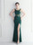 In Stock:Ship in 48 Hours Dark Green Mermaid Beading Split Party Dress	