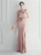 In Stock:Ship in 48 Hours Pink Mermaid Beading Split Party Dress	