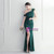 In Stock:Ship in 48 Hours Dark Green One Shoulder Feather Party Dress