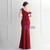 In Stock:Ship in 48 Hours Burgundy One Shoulder Feather Party Dress