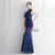 In Stock:Ship in 48 Hours Navy Blue One Shoulder Feather Party Dress