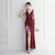 In Stock:Ship in 48 Hours Burgundy V-neck Split Party Dress