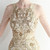 In Stock:Ship in 48 Hours Gold Mermaid Open Back Beading Party Dress
