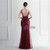 In Stock:Ship in 48 Hours Burgundy Tulle Sequins Backless Beading Party Dress