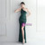 In Stock:Ship in 48 Hours Dark Green One Shoulder Party Dress