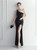 In Stock:Ship in 48 Hours Black Sequins Split One Shoulder Party Dress