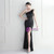In Stock:Ship in 48 Hours Black Sequins One Shoulder Feather Party Dress