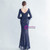 In Stock:Ship in 48 Hours Navy Blue Long Sleeve Split Party Dress