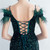 In Stock:Ship in 48 Hours Dark Green Sequins Feather Split Party Dress