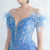 In Stock:Ship in 48 Hours Sky Blue Sequins Feather Split Party Dress