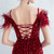 In Stock:Ship in 48 Hours Burgundy Sequins Feather Split Party Dress
