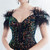 In Stock:Ship in 48 Hours Colorful Black Sequins Feather Split Party Dress