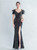 In Stock:Ship in 48 Hours Colorful Black Sequins Feather Split Party Dress