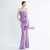 In Stock:Ship in 48 Hours Purple Sequins Pleats Split Party Dress