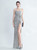 In Stock:Ship in 48 Hours Apricot Silver Sequins Pleats Split Party Dress