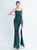 In Stock:Ship in 48 Hours Dark Green Sequins Pleats Split Party Dress