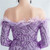 In Stock:Ship in 48 Hours Purple Long Sleeve Sequins Feather Party Dress