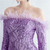 In Stock:Ship in 48 Hours Purple Long Sleeve Sequins Feather Party Dress